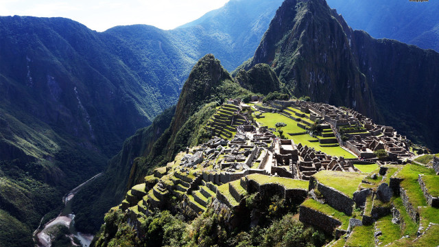 Mountain building river view scenic free wallpaper - medium preview image