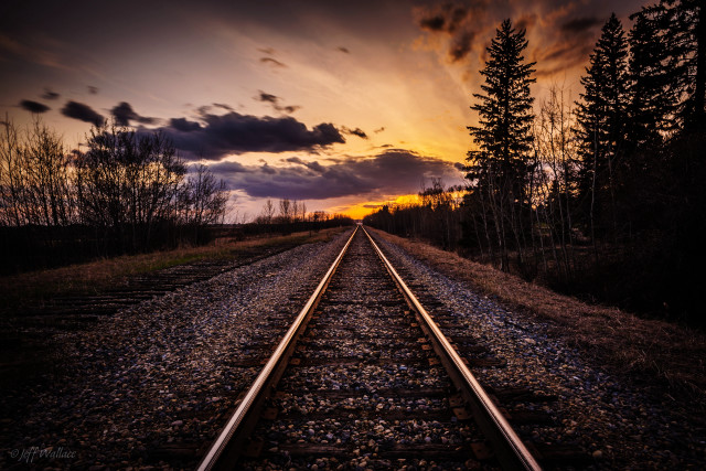 Train track sunset clouds sky free wallpaper - medium preview image