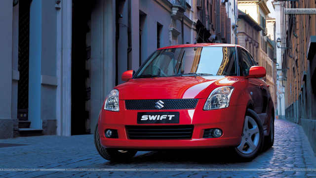 Red suzuki swift car cobblestone free wallpaper - medium preview image