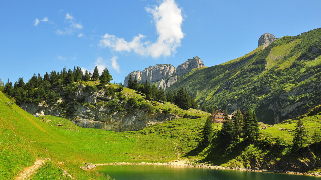 Green valley lake house mountains #2 free wallpaper - medium preview image