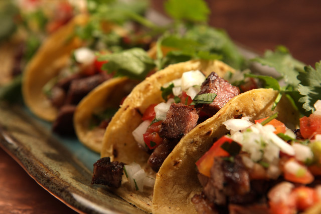 Tacos meat vegetables garnishes plate free wallpaper - medium preview image