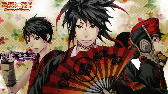 Anime couple fan vase flowers free wallpaper - medium preview image