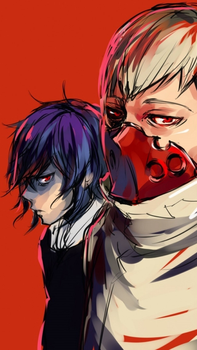 Anime characters red black blue free wallpaper - medium preview image