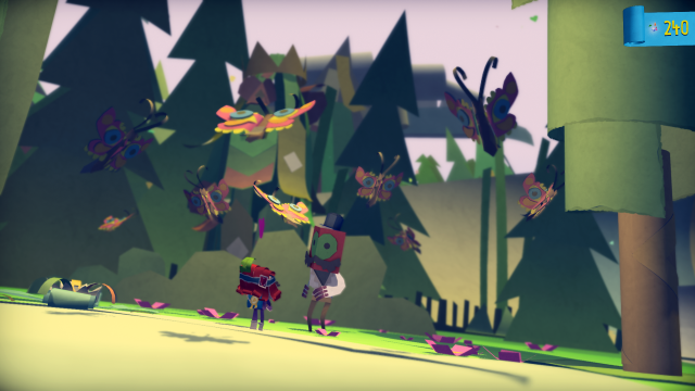 Cartoon person holding kite forest free wallpaper - medium preview image