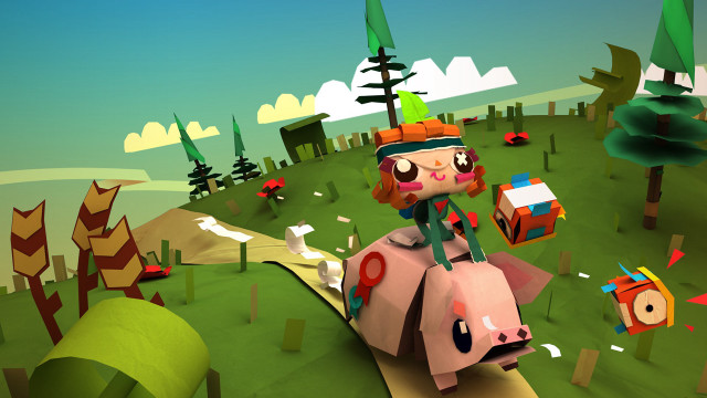 Pig riding toy cartoon trees #2 free wallpaper - medium preview image