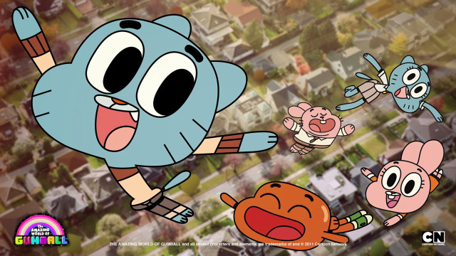 Cartoon character four faces houses free wallpaper - medium preview image