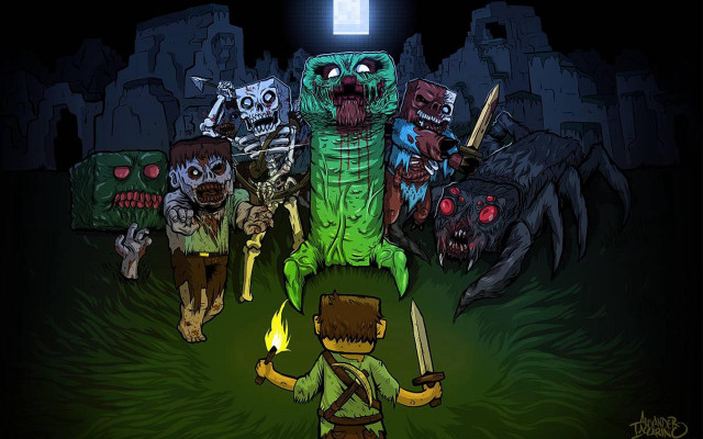 Cartoon characters field glowing light free wallpaper - medium preview image
