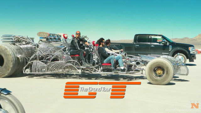 Motorcycle group desert monster truck free wallpaper - medium preview image