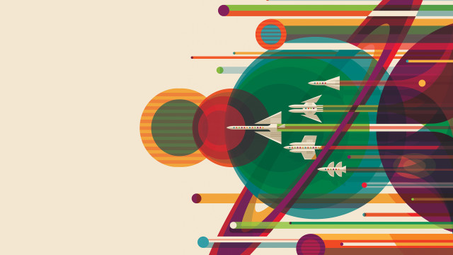 Colorful poster plane circle flying free wallpaper - medium preview image