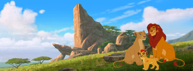 Lion lioness hill mountain clouds free wallpaper - medium preview image