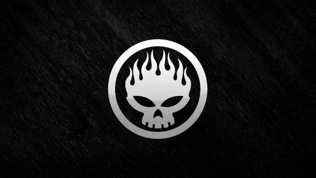 White skull flames circle black free wallpaper - medium preview image