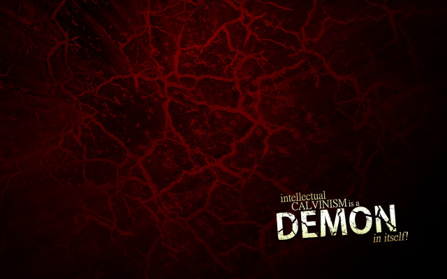 Red background demon design says free wallpaper - medium preview image
