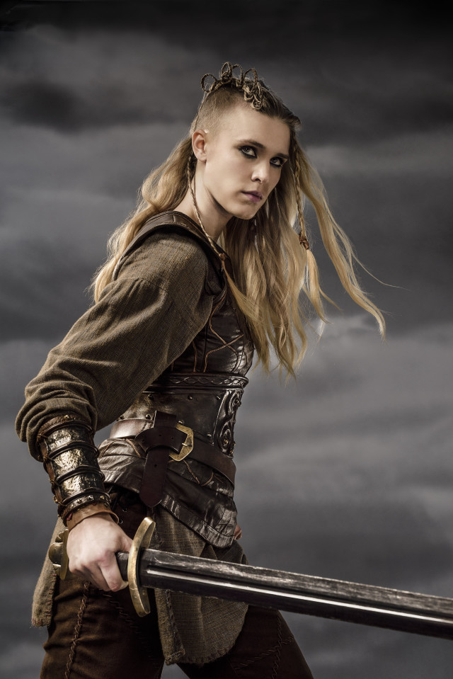Medieval woman sword cloudy background free wallpaper - medium preview image