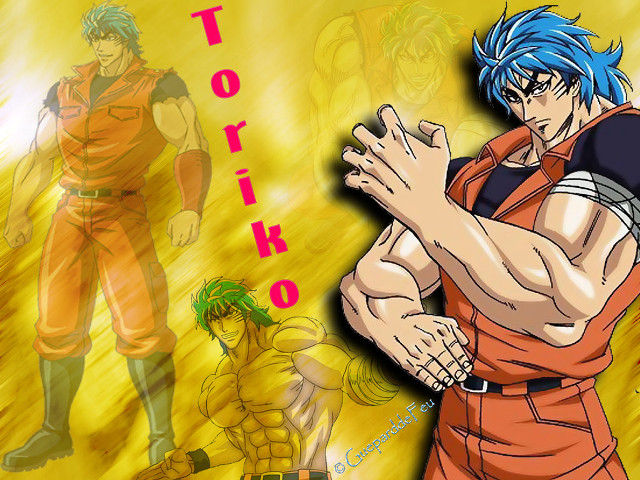 Blue haired man fighting stance free wallpaper - medium preview image