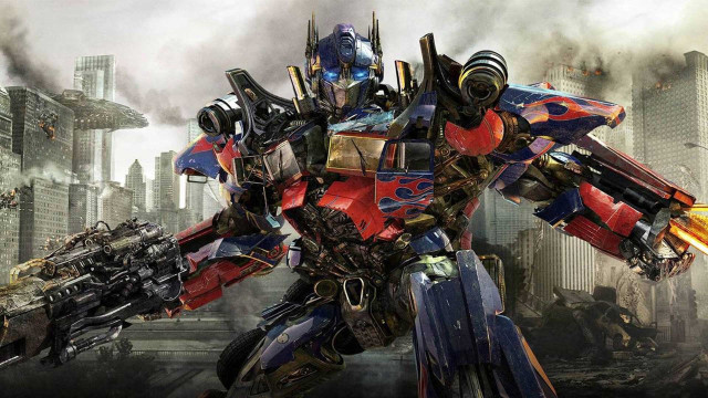 Large robot gun city smoke free wallpaper - medium preview image