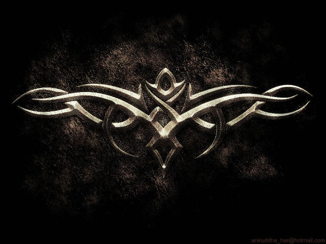 Tribal design black white bird free wallpaper - medium preview image