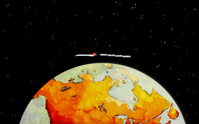 Planet plane flying stars background free wallpaper - medium preview image
