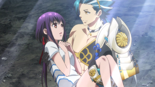 Anime characters sitting water together free wallpaper - medium preview image