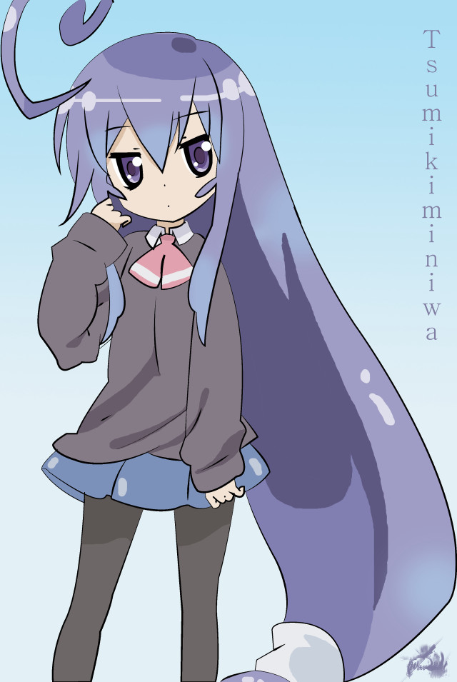 Cartoon girl purple hair blue free wallpaper - medium preview image