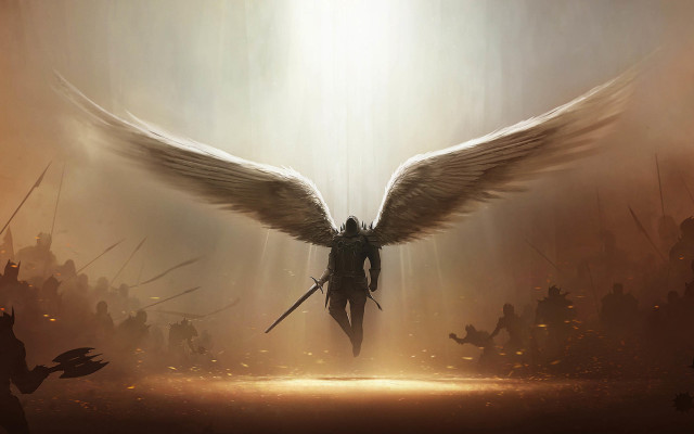 Man wings sword group people #2 free wallpaper - medium preview image