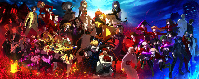 Anime characters blue background red #5 free wallpaper - medium preview image