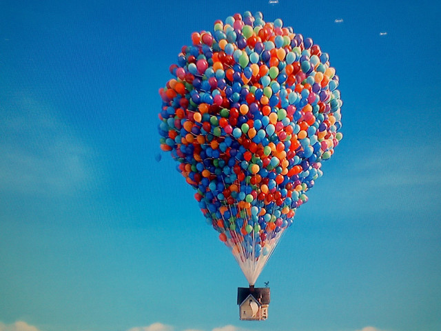 Large balloon houses sky photorealism free wallpaper - medium preview image