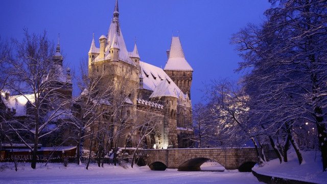 Castle bridge snow foreground winter free wallpaper - medium preview image