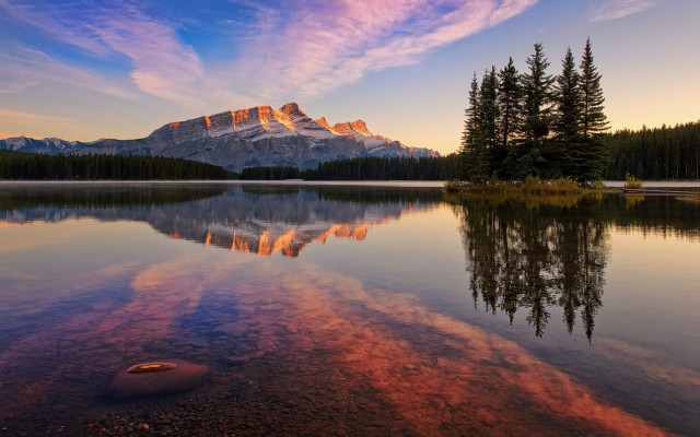 Mountain range lake sunset pink #2 free wallpaper - medium preview image