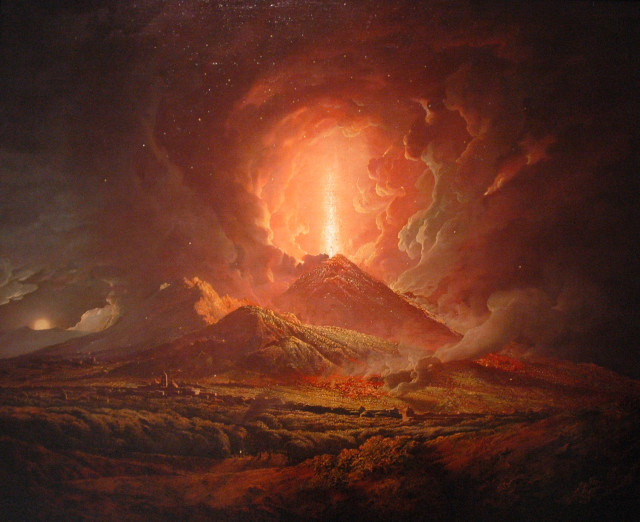 Volcano sky background clouds painting free wallpaper - medium preview image