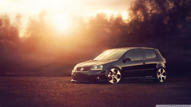Black car field trees sunset #2 free wallpaper - medium preview image