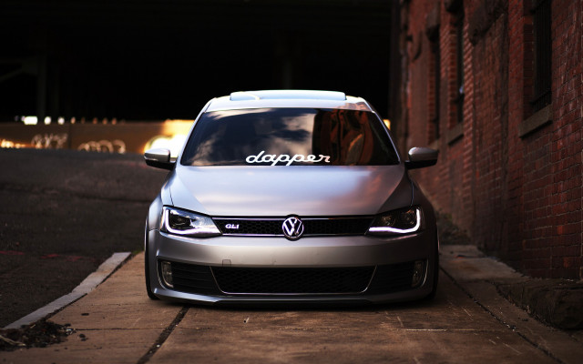 Silver car parked road brick free wallpaper - medium preview image