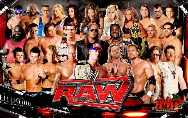 Wrestlers raw wrestling ring group free wallpaper - medium preview image