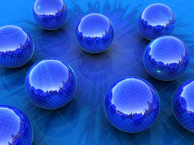 Blue balls city reflection blue free wallpaper - medium preview image