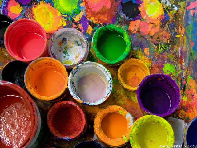 Paint cans colorful group middle free wallpaper - medium preview image
