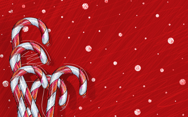 Candy cane red background snowflakes free wallpaper - medium preview image