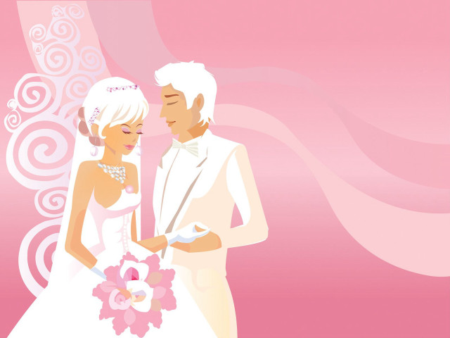 Bride groom pink background swirls free wallpaper - medium preview image