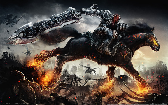 Man horse fire city sword #2 free wallpaper - medium preview image