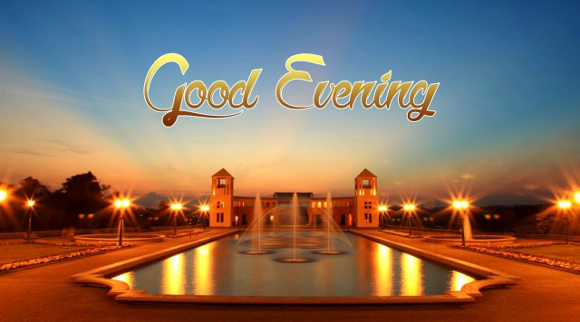 Fountain clock tower good evening free wallpaper - medium preview image