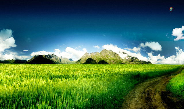 Dirt road green field mountain #4 free wallpaper - medium preview image