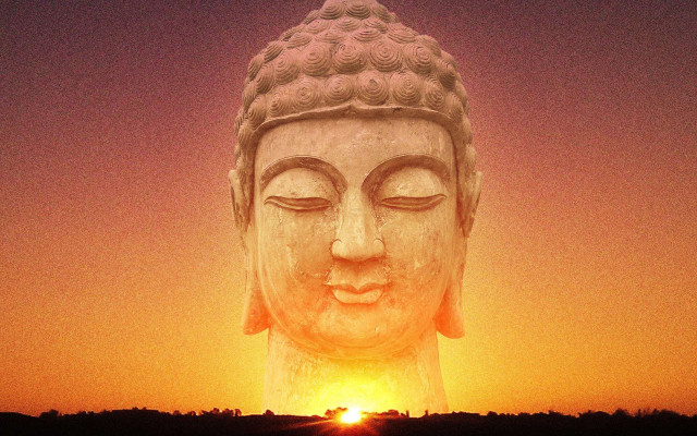 Buddha sunset tree purple sky free wallpaper - medium preview image