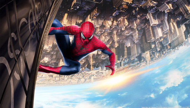 Spider man flying city sky free wallpaper - medium preview image
