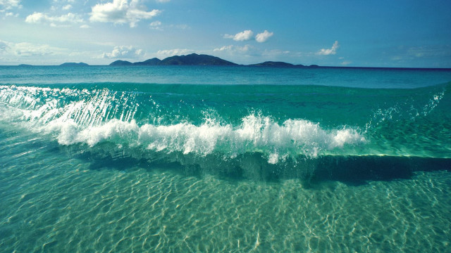 Breaking wave ocean small island free wallpaper - medium preview image