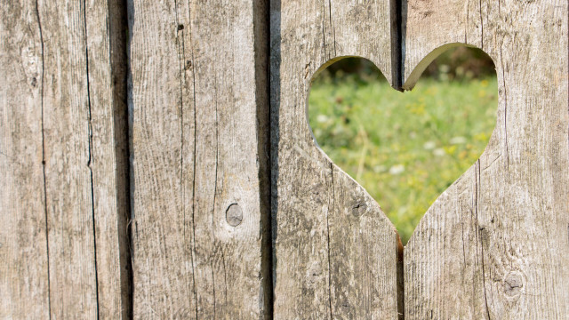 Heart shaped cutout wooden fence free wallpaper - medium preview image