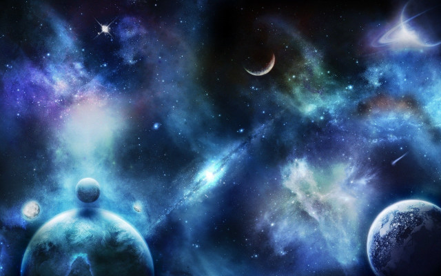 Space scene planets stars man #2 free wallpaper - medium preview image