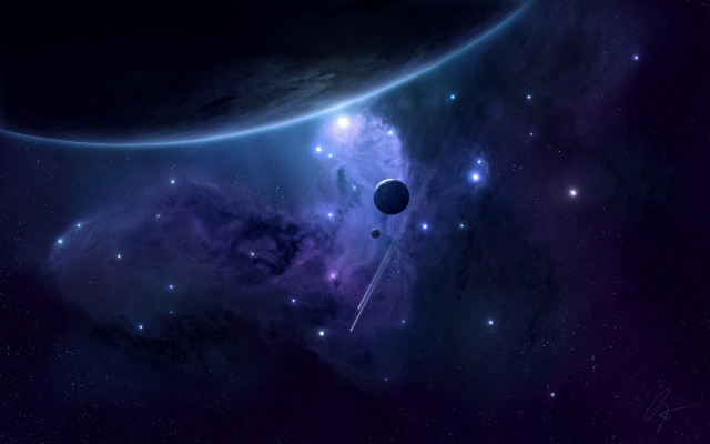Space scene distant object foreground free wallpaper - medium preview image