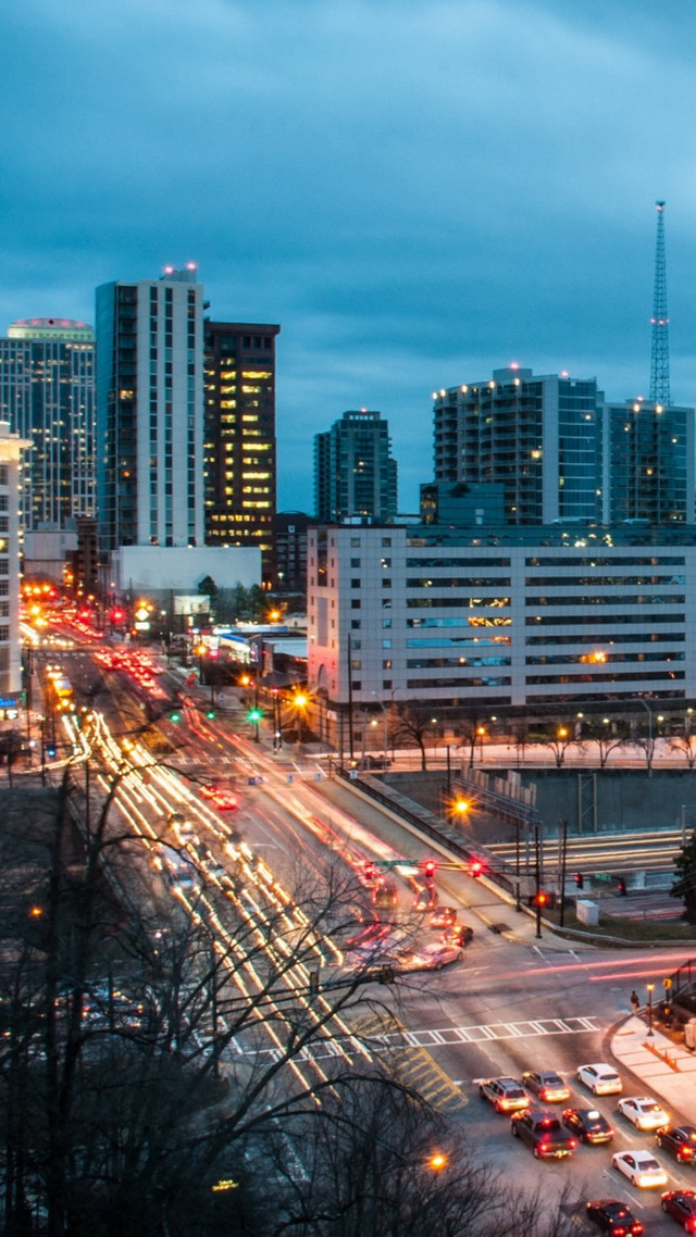 City skyline busy street bridge free wallpaper - medium preview image