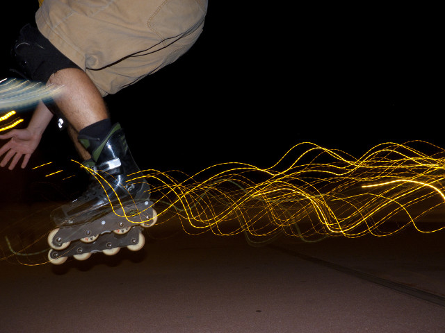 Man skateboard night long exposure free wallpaper - medium preview image
