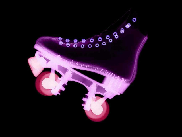 Purple skateboard purple shoe glowing free wallpaper - medium preview image