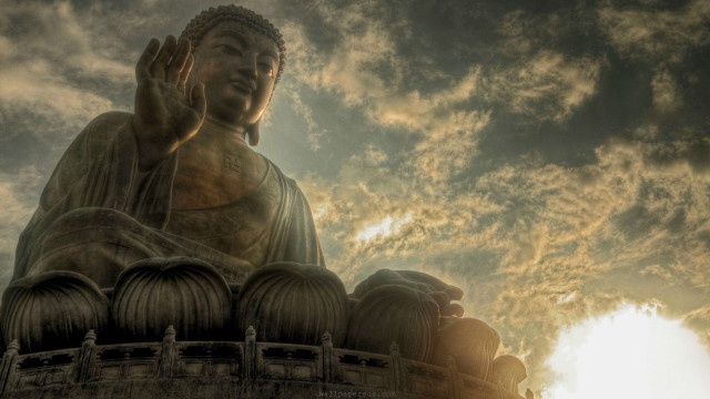 Buddha statue sky clouds large free wallpaper - medium preview image