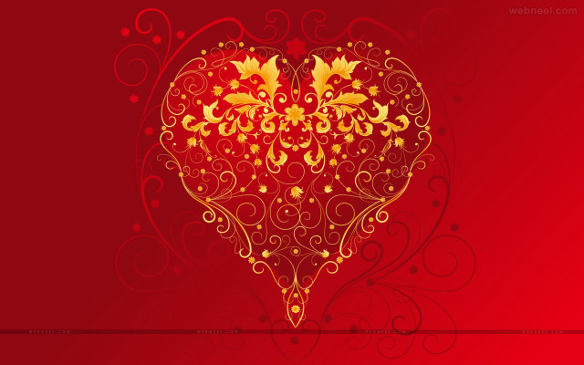 Heart gold swirl folk art free wallpaper - medium preview image